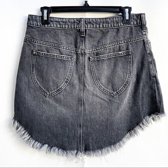 NWT Free‎ People Black Raw Hem Bailey Denim Skirt - Picture 5 of 7